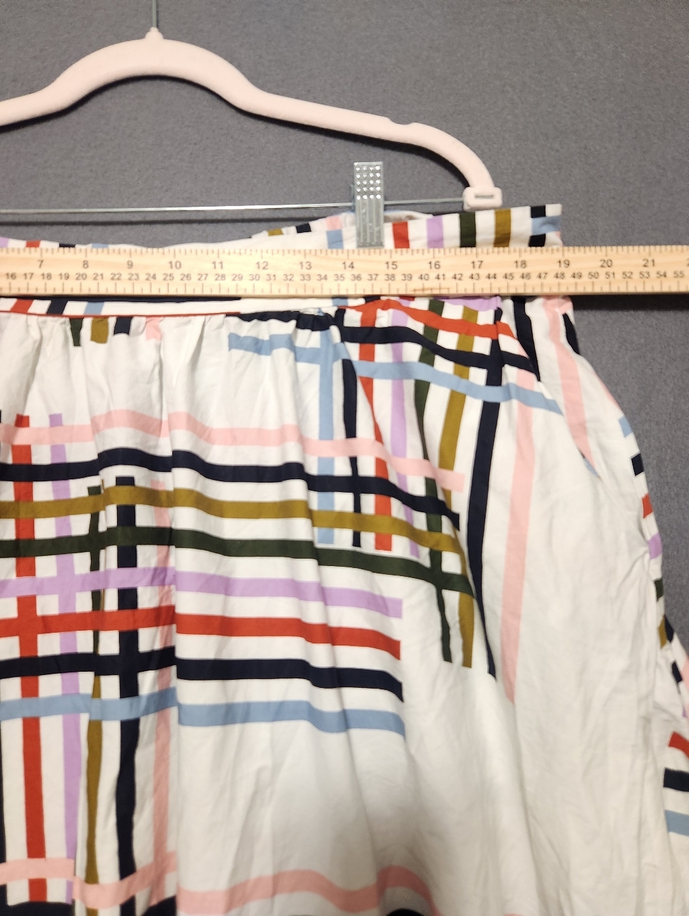 Eloquii Skirt Women Size 18 White Multicolor Stripes With Pockets Zipper Stretch - Picture 3 of 13